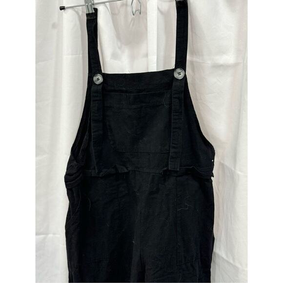 Baggy Oversized Linen-Feel Overalls with Pockets | Sz S - Picture 4 of 8
